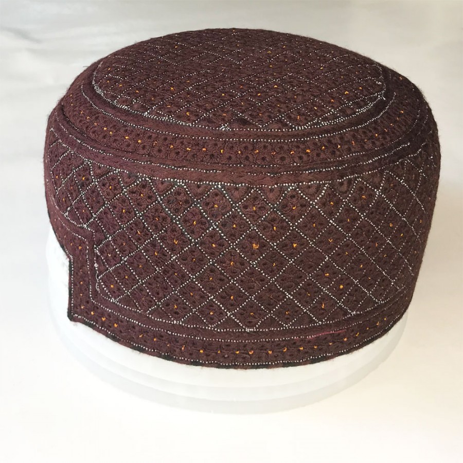 Maroon Zarri Rumali Jamali / Zardari Cap or Topi MKC-930